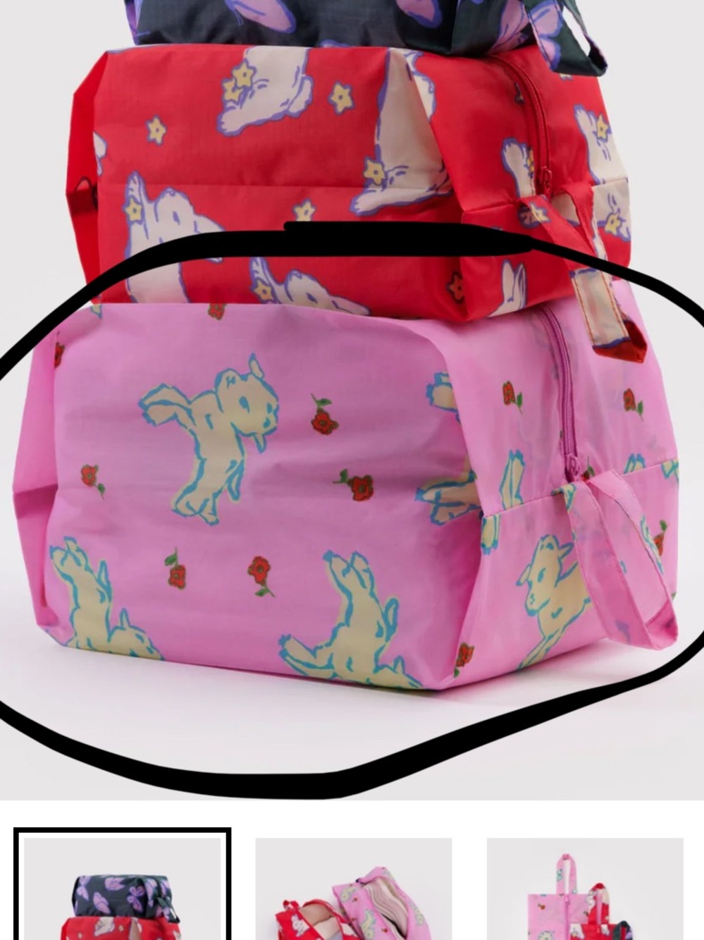 BAGGU 3D Zip Set - Spring Animals - LARGE ONLY - Lambs